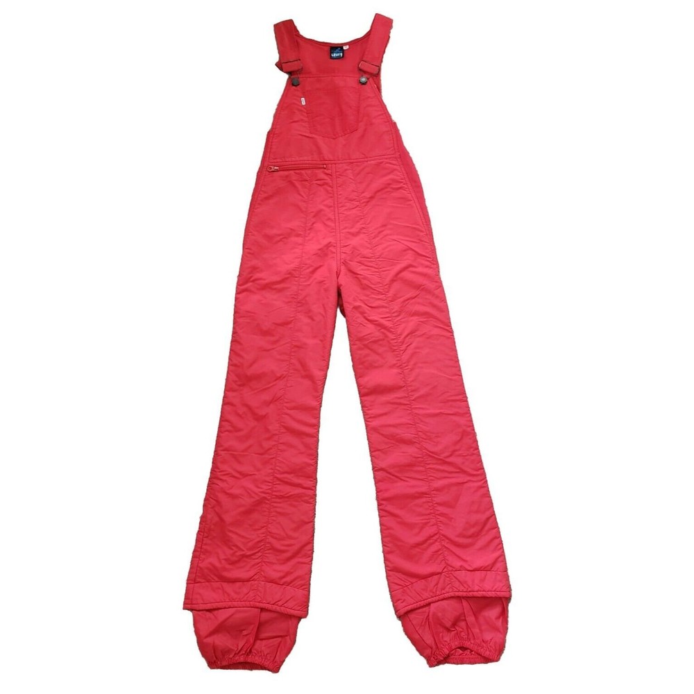 Vintage USA Made Levi's Ski Bibs Overall Red Girls Sz 10